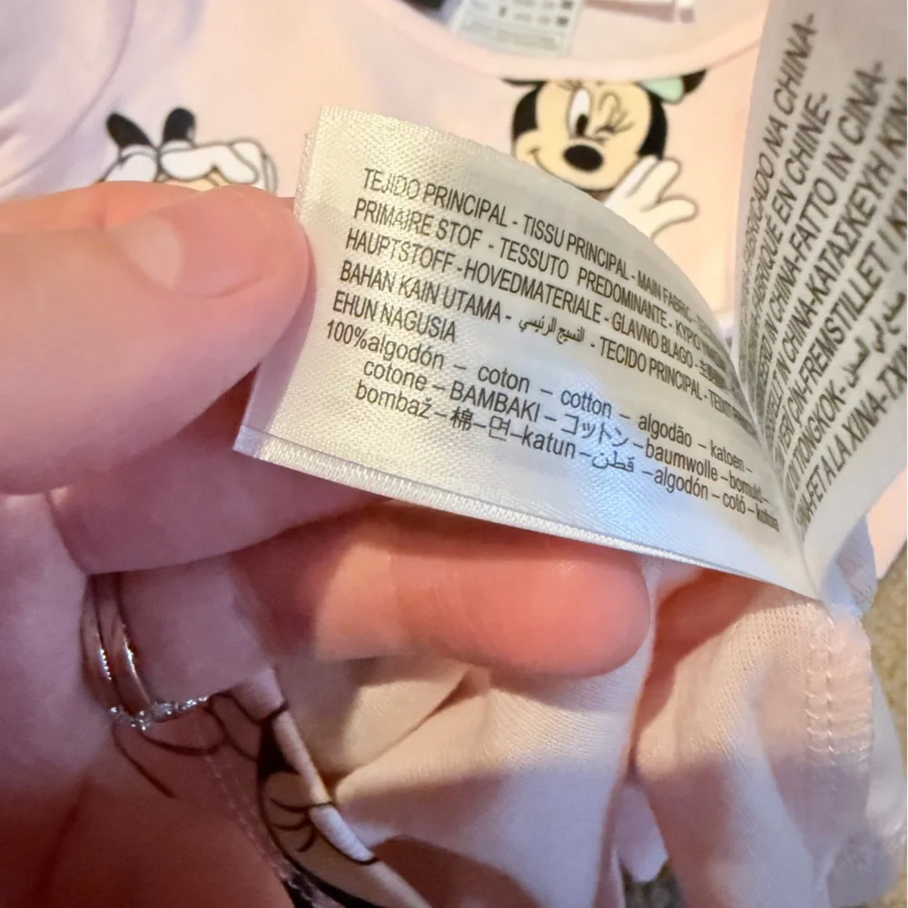 Disney x Zara Minnie Mouse Light Pink Girls' Pajama Set Sz 3 Yrs Shirt &‎ Pants